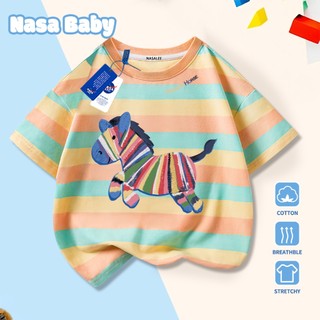Áo thun NASA cho nam nữ và trẻ em, chất liệu cotton, thoáng mát mùa hè, dễ thương phong cách casual, tay ngắn.