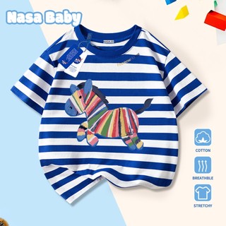 Áo thun NASA cho nam nữ và trẻ em, chất liệu cotton, thoáng mát mùa hè, dễ thương phong cách casual, tay ngắn.