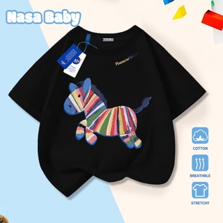 Áo thun NASA cho nam nữ và trẻ em, chất liệu cotton, thoáng mát mùa hè, dễ thương phong cách casual, tay ngắn.