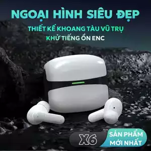 X6 Mới Nhất ENC Tai Nghe [2 Quà tặng] 1 Nhãn dán hoạt hình+1 Bao tay chơi game, Thiết kế viên nang không gian, Âm thanh nổi cấp độ HiFi, Mic tích hợp chống nước IPX5, Giảm tiếng ồn