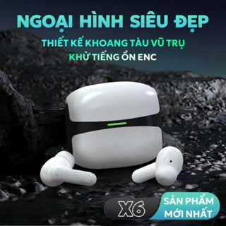 X6 Mới Nhất ENC Tai Nghe [2 Quà tặng] 1 Nhãn dán hoạt hình+1 Bao tay chơi game, Thiết kế viên nang không gian, Âm thanh nổi cấp độ HiFi, Mic tích hợp chống nước IPX5, Giảm tiếng ồn