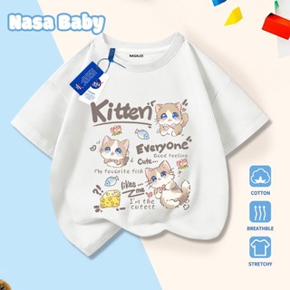 Áo thun NASA chất liệu cotton, thoáng mát mùa hè, dễ thương phong cách casual, tay ngắn.