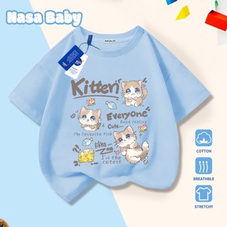 Áo thun NASA chất liệu cotton, thoáng mát mùa hè, dễ thương phong cách casual, tay ngắn.