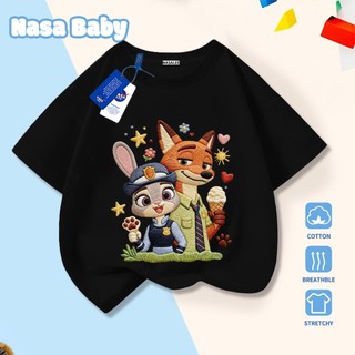 Áo thun NASA Judy và Nick, chất liệu cotton thoáng mát, tay ngắn phong cách casual cho nam nữ và trẻ em vào mùa hè. Giao hàng trong 24 giờ.