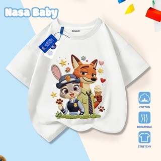 Áo thun NASA Judy và Nick, chất liệu cotton thoáng mát, tay ngắn phong cách casual cho nam nữ và trẻ em vào mùa hè. Giao hàng trong 24 giờ.