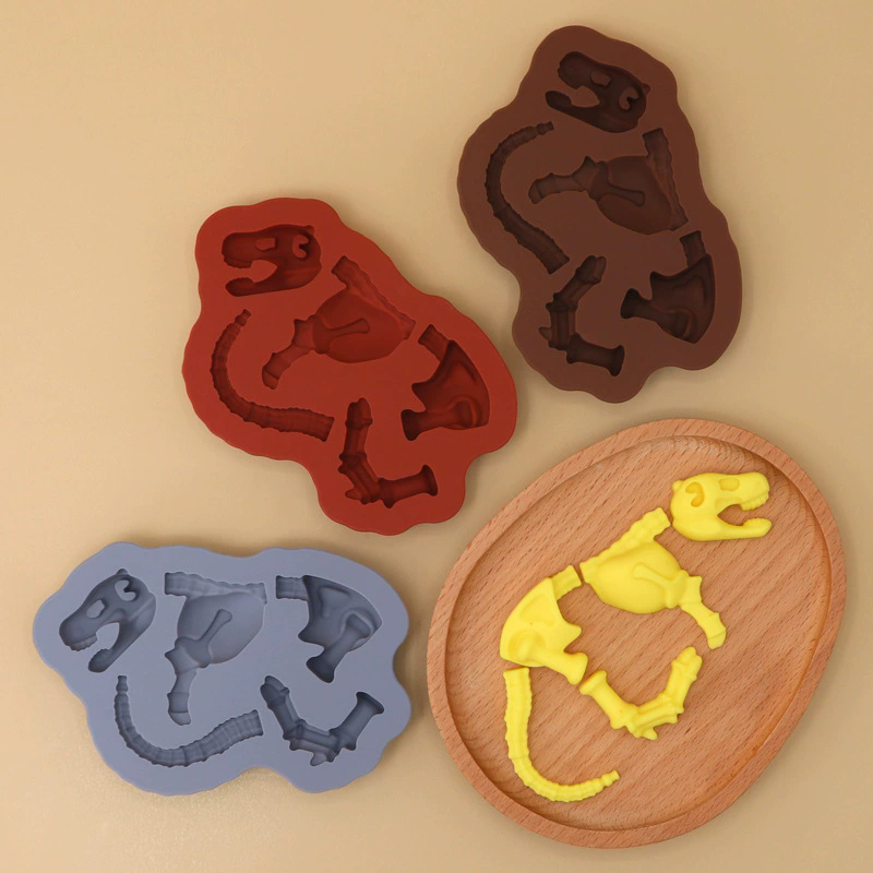 Sáng Tạo Khuôn Silicon Khủng Long Bộ Xương Handmade Nướng Bánh Quy Dụng Cụ Cho Bé Dụng Cụ Thực Phẩm Chắc Chắn DIY Khuôn Socola Nướng Bánh