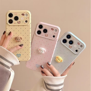 Hàn Quốc Wave Point Họa Tiết Hoạt Hình Dễ Thương 3D Puppy Trái Tim Tình Yêu Bên Ốp Lưng Điện Thoại iPhone 17Promax 17Air 11 12 13 14 15 16 Pro Max 15Plus Silicon Mềm Chống Sốc Nữ Điện Thoại Di Động