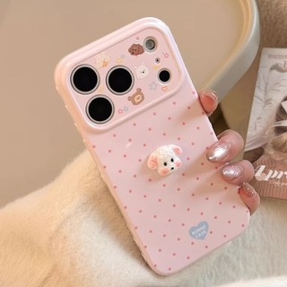 Hàn Quốc Wave Point Họa Tiết Hoạt Hình Dễ Thương 3D Puppy Trái Tim Tình Yêu Bên Ốp Lưng Điện Thoại iPhone 17Promax 17Air 11 12 13 14 15 16 Pro Max 15Plus Silicon Mềm Chống Sốc Nữ Điện Thoại Di Động