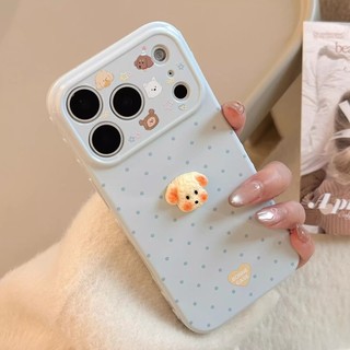 Hàn Quốc Wave Point Họa Tiết Hoạt Hình Dễ Thương 3D Puppy Trái Tim Tình Yêu Bên Ốp Lưng Điện Thoại iPhone 17Promax 17Air 11 12 13 14 15 16 Pro Max 15Plus Silicon Mềm Chống Sốc Nữ Điện Thoại Di Động