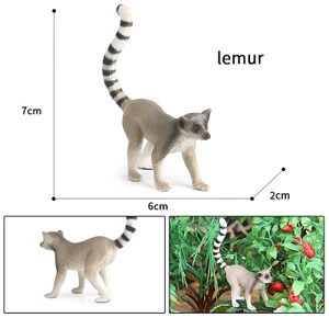 Trẻ Em Mô Phỏng Động Vật Hoang Dã Mô Hình Đồ Chơi Chắc Chắn Vòng-Tailed Lemur Primate Nhận Thức Quà Tặng Đồ Trang Trí