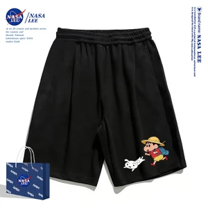 Quần short thông thường màu đen dành cho trẻ em NASA 2026 Phim hoạt hình mùa hè Họa tiết Shin-Chan Bé trai Bé gái Đáy thoáng khí