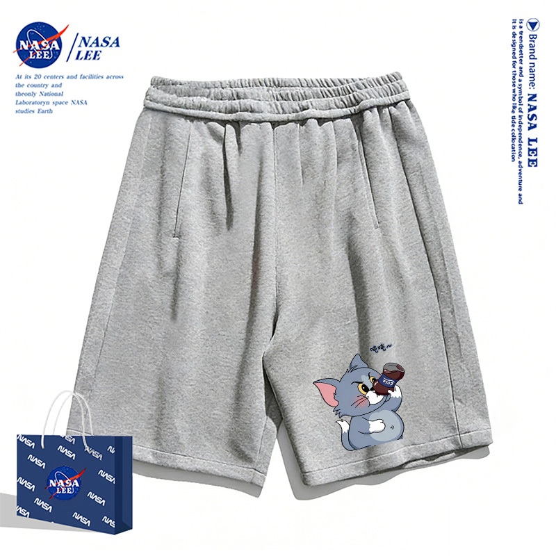 [Giao hàng trong ngày] Thương hiệu nổi tiếng của NASA Quần short màu đen dành cho trẻ em Mùa hè Bầu không khí thông thường Bé trai Bé gái Đáy bụng lớn In hình mèo phù hợp