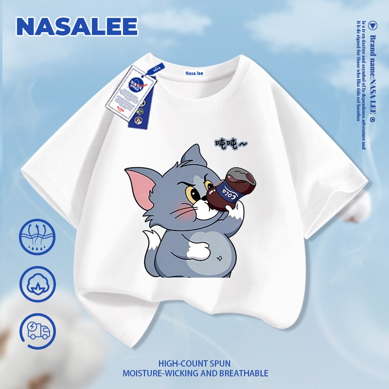[Giao hàng trong ngày] Thương hiệu nổi tiếng của NASA Quần short màu đen dành cho trẻ em Mùa hè Bầu không khí thông thường Bé trai Bé gái Đáy bụng lớn In hình mèo phù hợp