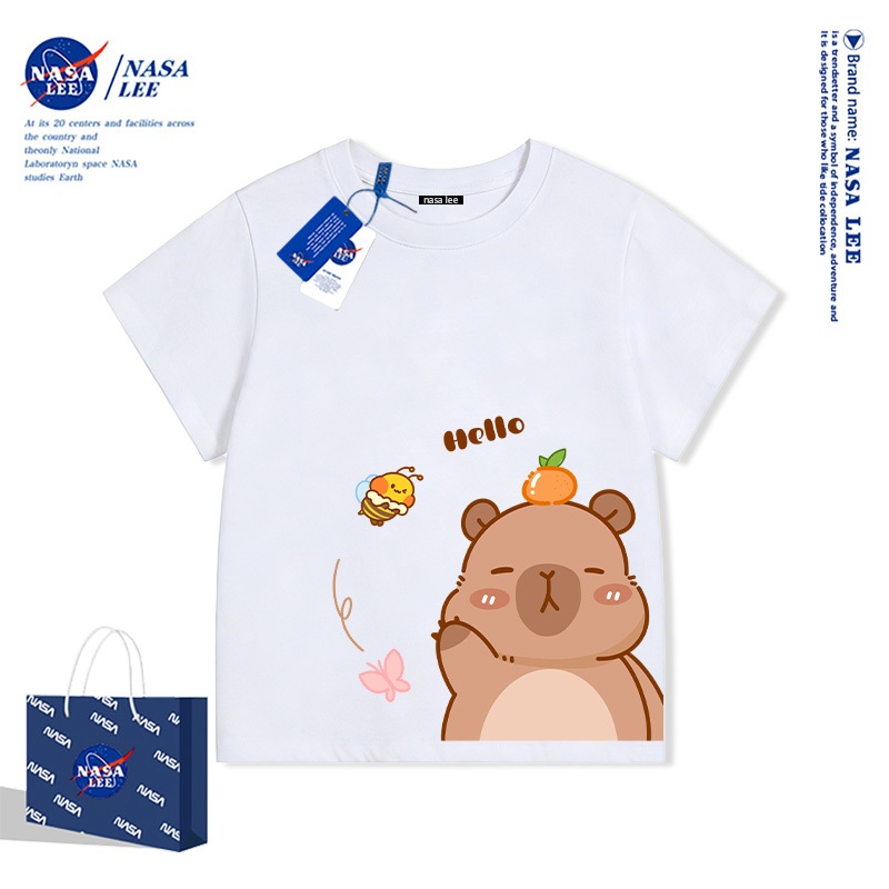Áo Thun NASA Capybara Sọc Ngang Màu Sắc Tươi Sáng - Kiểu Dáng Cute, Phù Hợp Sinh Viên, Đi Biển, Đi Chơi
