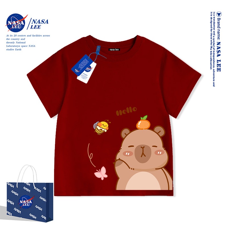 Áo Thun NASA Capybara Sọc Ngang Màu Sắc Tươi Sáng - Kiểu Dáng Cute, Phù Hợp Sinh Viên, Đi Biển, Đi Chơi