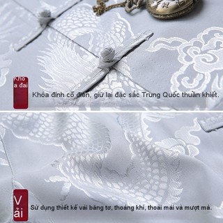 Hàng sẵn có - Vận chuyển nhanh: Áo tang suit nam Ice Silk tay ngắn, phù hợp mùa hè cho người lớn tuổi.