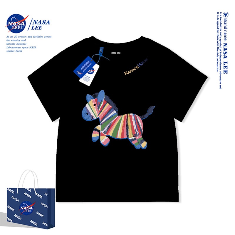 Áo Thun Trẻ Em NASA Hình Vằn Cọp Rainbow - Phong Cách Hàn Quốc, Màu Sắc Tươi Sáng, Size 3-16 Tuổi