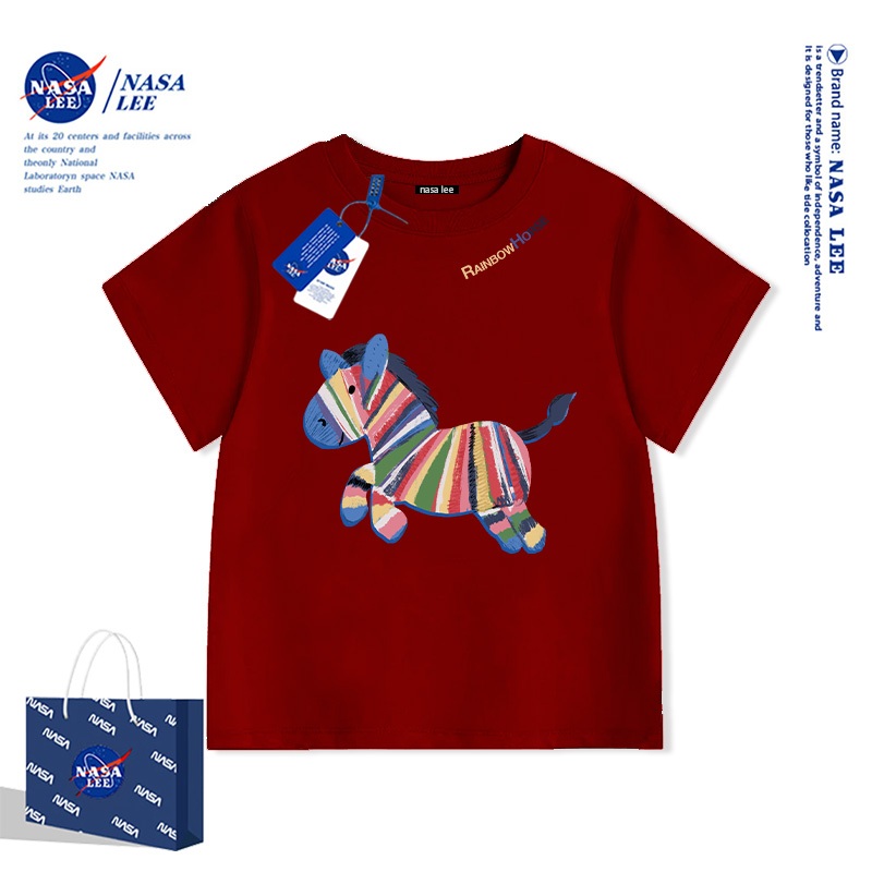 Áo Thun Trẻ Em NASA Hình Vằn Cọp Rainbow - Phong Cách Hàn Quốc, Màu Sắc Tươi Sáng, Size 3-16 Tuổi