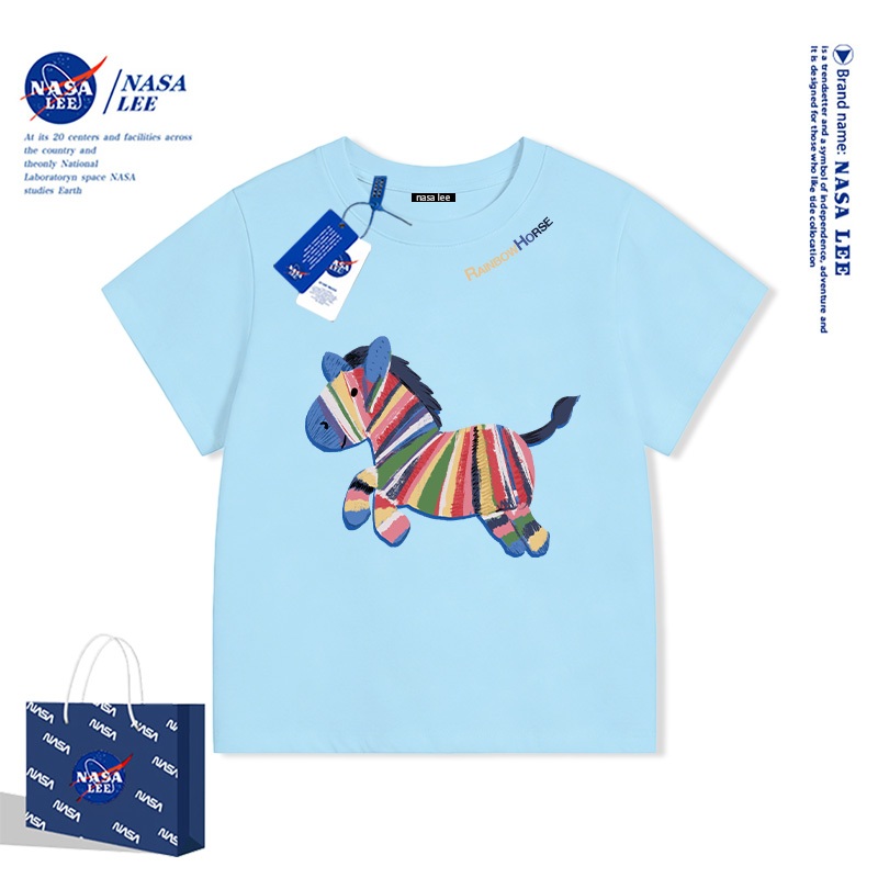 Áo Thun Trẻ Em NASA Hình Vằn Cọp Rainbow - Phong Cách Hàn Quốc, Màu Sắc Tươi Sáng, Size 3-16 Tuổi