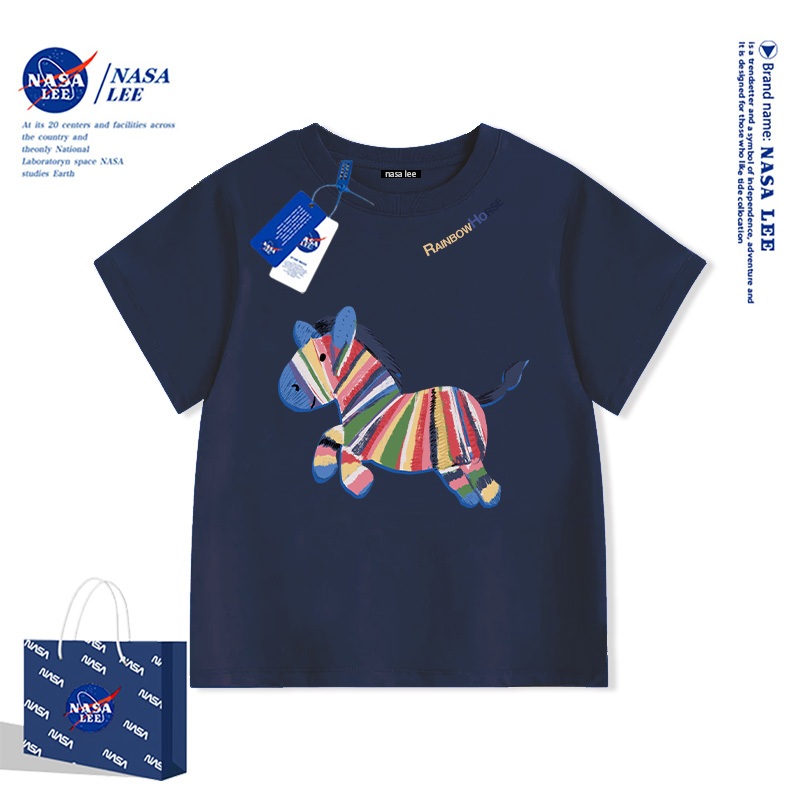 Áo Thun Trẻ Em NASA Hình Vằn Cọp Rainbow - Phong Cách Hàn Quốc, Màu Sắc Tươi Sáng, Size 3-16 Tuổi