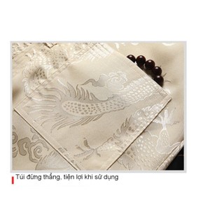 Bộ đồ lụa phong cách Trung Quốc cho nam giới lớn tuổi, phù hợp xuân thu, tay dài