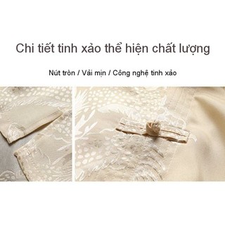 Bộ đồ lụa phong cách Trung Quốc cho nam giới lớn tuổi, phù hợp xuân thu, tay dài