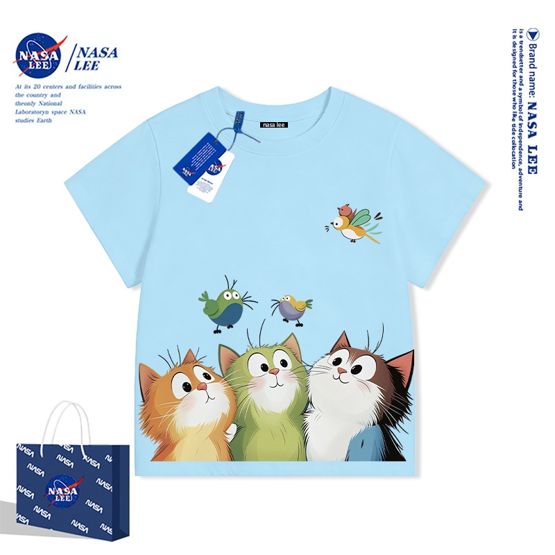 Áo Thun NASA Mèo Đuổi Bướm - Màu Sắc Rực Rỡ, Form Rộng Cute, Áo Unisex Thoải Mái