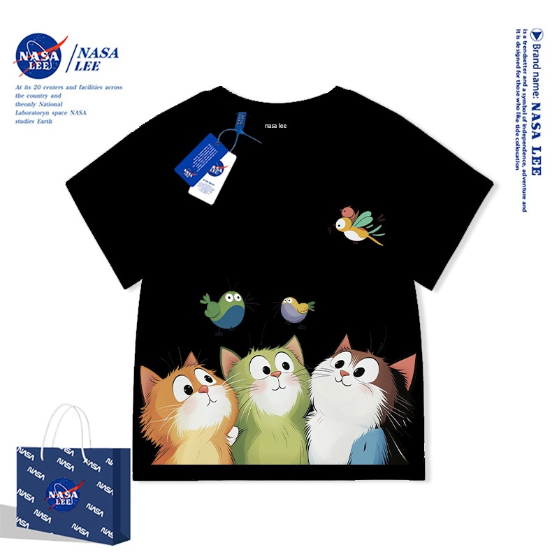 Áo Thun NASA Mèo Đuổi Bướm - Màu Sắc Rực Rỡ, Form Rộng Cute, Áo Unisex Thoải Mái
