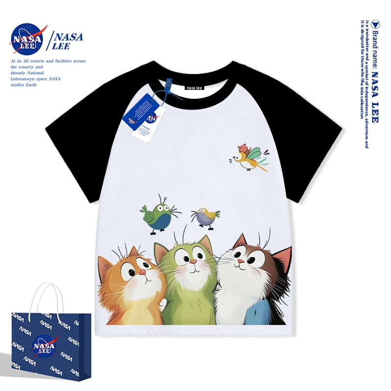 Áo Thun NASA Mèo Đuổi Bướm - Màu Sắc Rực Rỡ, Form Rộng Cute, Áo Unisex Thoải Mái