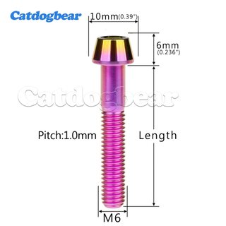 Catdogbear Titan Bolt M6x9 / 10 / 15 / 16 / 18 / 20 / 25 / 30 / 35 / 40 / 45 / 50 / 55 / 60 / 65mm Vít đầu hình nón Allen cho xe đạp