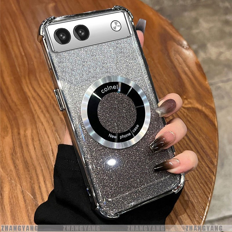 Ốp Lưng Cho Google Pixel 7 Pixel 7A Pixel 7 Pro Mạ Điện Bốn Góc Chống Rơi Bột flash Vỏ Điện Thoại Hút Từ Tính Thẩm Mỹ Thiết Kế Mới TPU Mềm Case