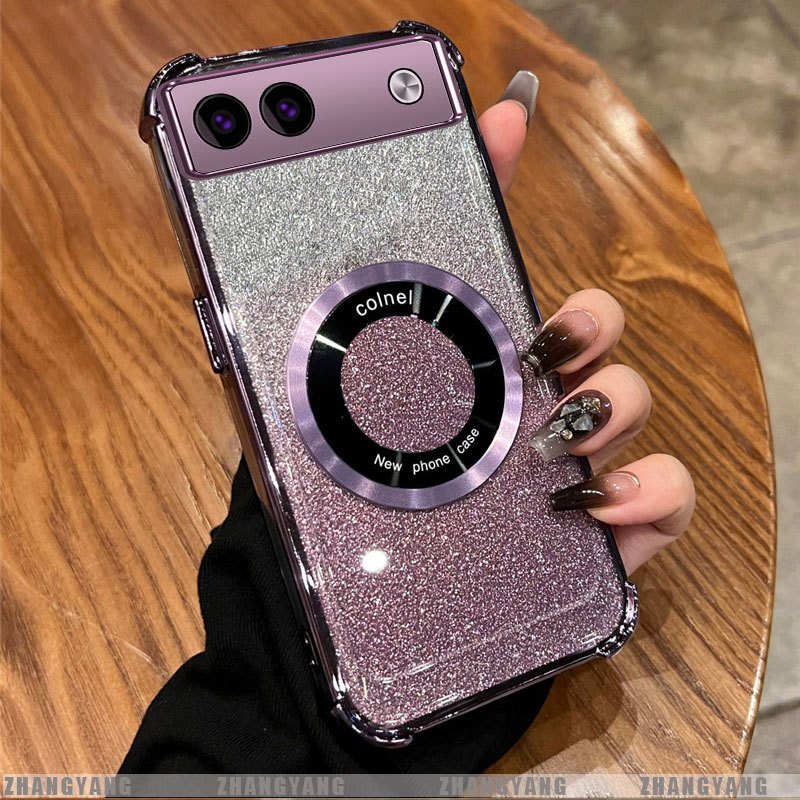 Ốp Lưng Cho Google Pixel 7 Pixel 7A Pixel 7 Pro Mạ Điện Bốn Góc Chống Rơi Bột flash Vỏ Điện Thoại Hút Từ Tính Thẩm Mỹ Thiết Kế Mới TPU Mềm Case
