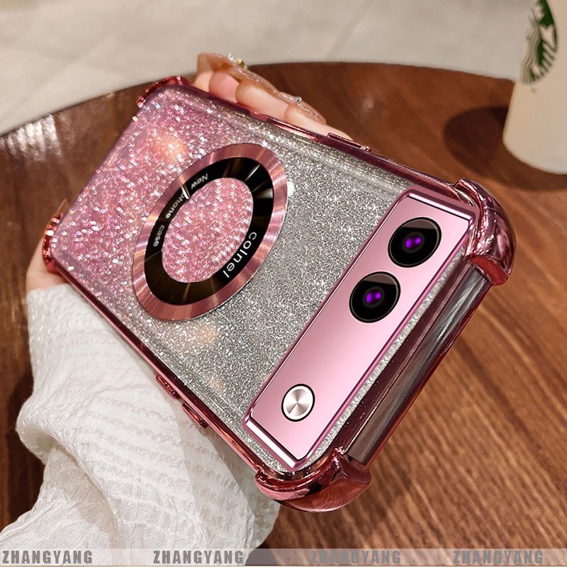 Ốp Lưng Cho Google Pixel 7 Pixel 7A Pixel 7 Pro Mạ Điện Bốn Góc Chống Rơi Bột flash Vỏ Điện Thoại Hút Từ Tính Thẩm Mỹ Thiết Kế Mới TPU Mềm Case
