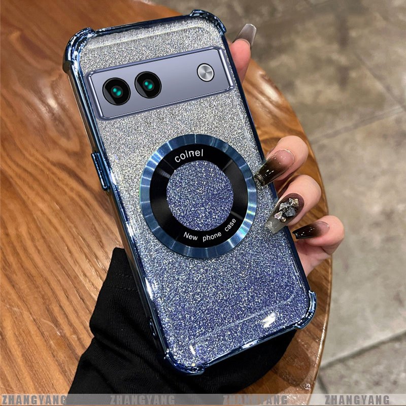 Ốp Lưng Cho Google Pixel 9 Pixel 9A Pixel 9 Pro XL Mạ Điện Bốn Góc Chống Rơi Bột flash Vỏ Điện Thoại Hút Từ Tính Thẩm Mỹ Thiết Kế Mới TPU Mềm Case