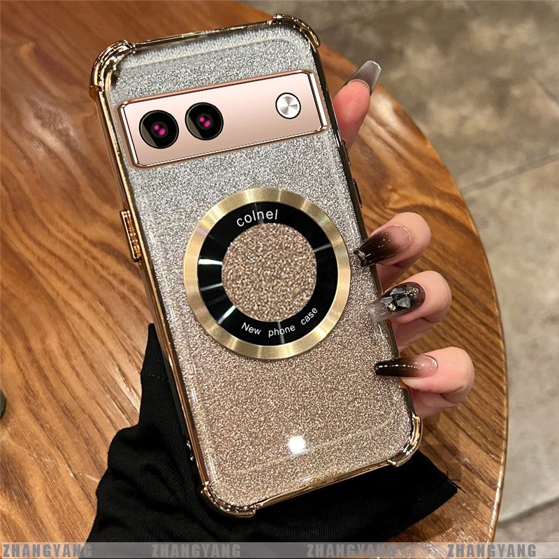 Ốp Lưng Cho Google Pixel 9 Pixel 9A Pixel 9 Pro XL Mạ Điện Bốn Góc Chống Rơi Bột flash Vỏ Điện Thoại Hút Từ Tính Thẩm Mỹ Thiết Kế Mới TPU Mềm Case