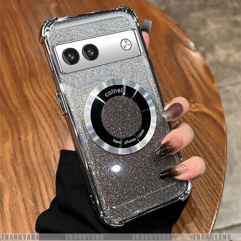 Ốp Lưng Cho Google Pixel 9 Pixel 9A Pixel 9 Pro XL Mạ Điện Bốn Góc Chống Rơi Bột flash Vỏ Điện Thoại Hút Từ Tính Thẩm Mỹ Thiết Kế Mới TPU Mềm Case