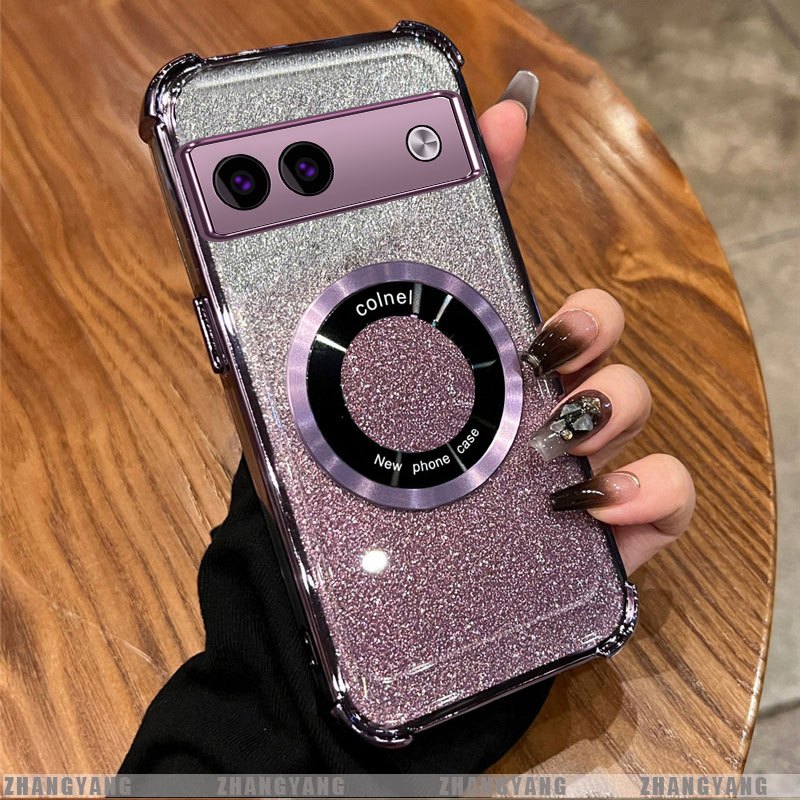 Ốp Lưng Cho Google Pixel 9 Pixel 9A Pixel 9 Pro XL Mạ Điện Bốn Góc Chống Rơi Bột flash Vỏ Điện Thoại Hút Từ Tính Thẩm Mỹ Thiết Kế Mới TPU Mềm Case
