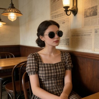 Mới retro tròn khung nhỏ hợp thời trang nam nữ kính râm kim loại nguyên bản mát mẻ chống tia cực tím