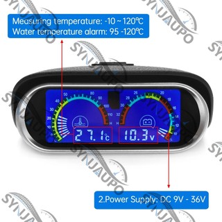 2 Trong 1 LCD Kỹ Thuật Số Xe Tải Xe Tải Nhiệt Độ Nước Đo Temperatura Moto + Vôn Kế Vôn Kế Vôn Kế 12V 24V