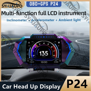 P24 OBD + GPS HUD Đầu Xe Ô Tô Hiển Thị Đồng Hồ Tốc Độ Nhiệt Độ Nước Nhiên Liệu Mức Dầu Báo Chí Tiêu Thụ Độ Dốc Đồng Hồ Phụ Kiện Xe Hơi