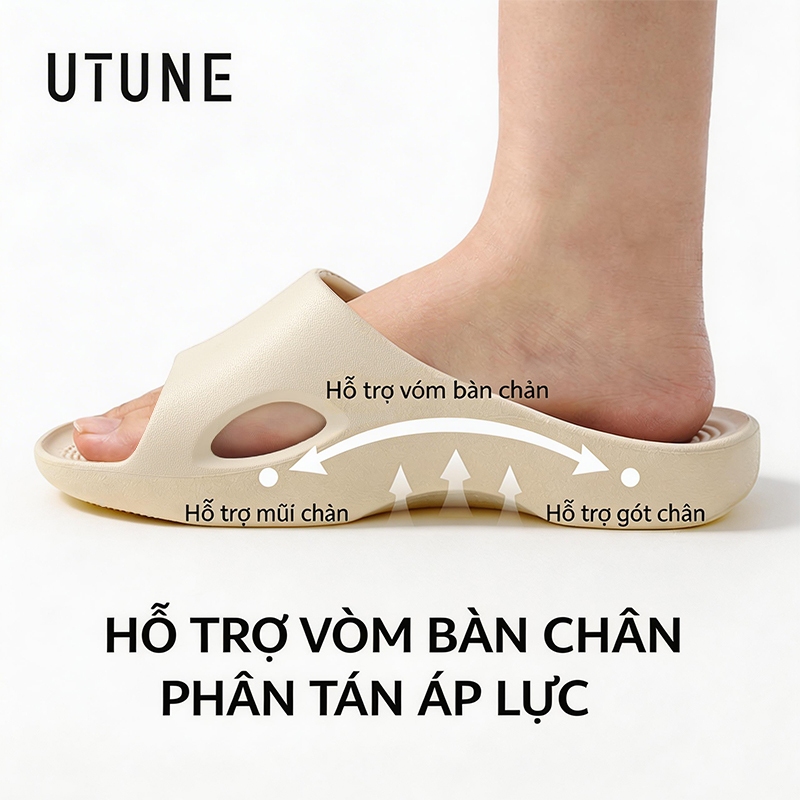 UTUNE Dép Hỗ Trợ Vòm Chân Thiết Kế Công Thái Học Chất Liệu EVA Chống Trơn Trượt Trong Nhà Mềm Mại Êm Ái Phân Tán Áp Lực Bàn Đi Lâu Không Mỏi Dành Cho Bàn Chân Bẹt