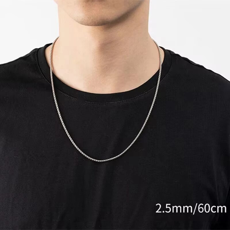 Vòng cổ hạt vuông đa năng phong cách Jackson W, vòng cổ bằng thép không gỉ, nam và cặp đôi, thời trang nữ, vòng cổ ngọc trai vuông bằng thép titan nam nữ, áo len cha