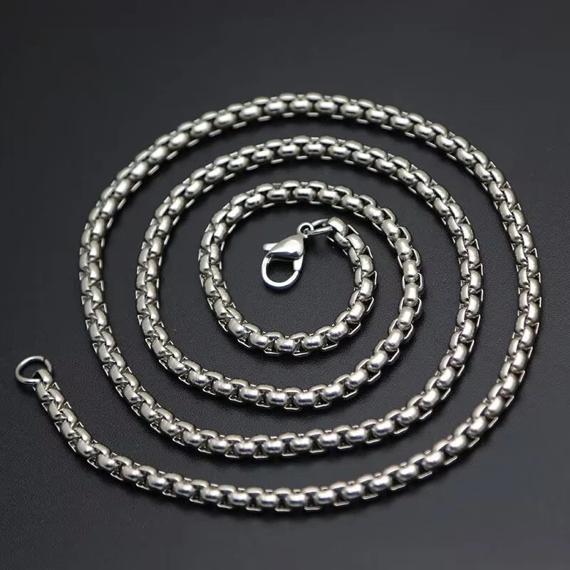 Vòng cổ hạt vuông đa năng phong cách Jackson W, vòng cổ bằng thép không gỉ, nam và cặp đôi, thời trang nữ, vòng cổ ngọc trai vuông bằng thép titan nam nữ, áo len cha
