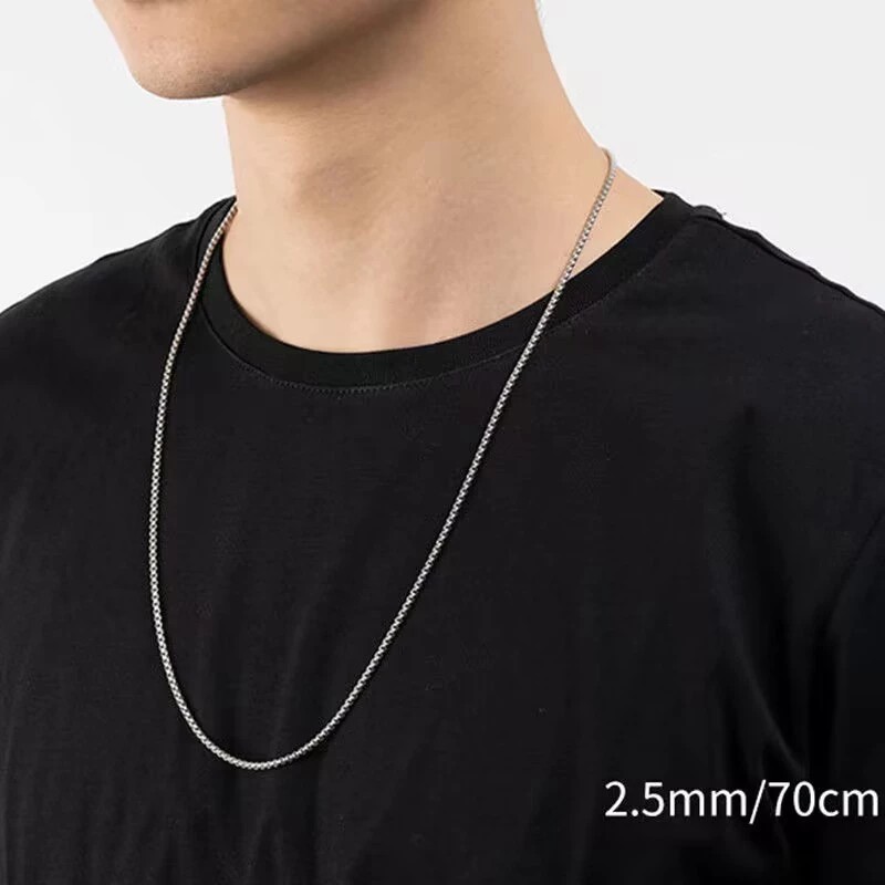 Vòng cổ hạt vuông đa năng phong cách Jackson W, vòng cổ bằng thép không gỉ, nam và cặp đôi, thời trang nữ, vòng cổ ngọc trai vuông bằng thép titan nam nữ, áo len cha