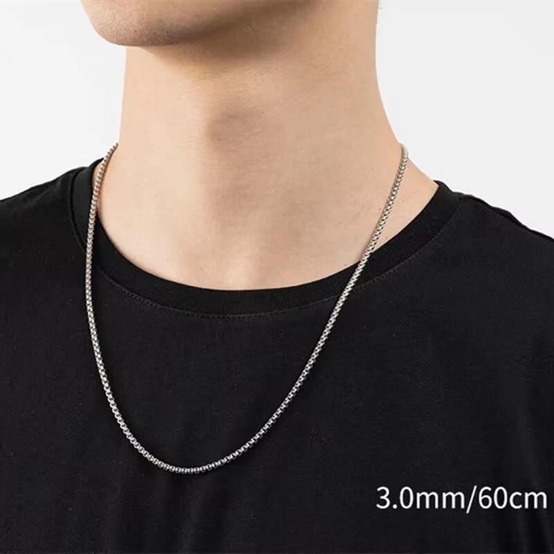 Vòng cổ hạt vuông đa năng phong cách Jackson W, vòng cổ bằng thép không gỉ, nam và cặp đôi, thời trang nữ, vòng cổ ngọc trai vuông bằng thép titan nam nữ, áo len cha