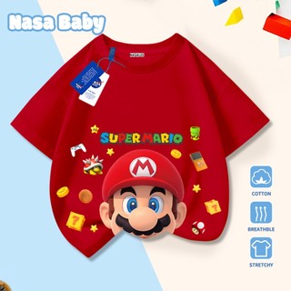 Áo thun NASA và Mario cho nam, nữ, trẻ em, tay ngắn thoáng mát mùa hè, giao hàng trong 24 giờ.