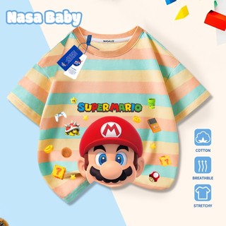 Áo thun NASA và Mario cho nam, nữ, trẻ em, tay ngắn thoáng mát mùa hè, giao hàng trong 24 giờ.