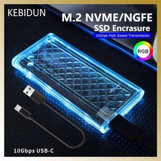 10Gbps M.2 NVME NGFF SATA Giao thức kép SSD Ốp lưng RGB Light PCIe SSD Vỏ USB3.2 Gan2 Type-C Hộp đĩa cứng trong suốt