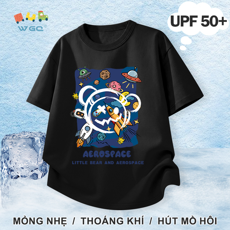 W.G.Q Áo thun bé trai，Phong cách mới mùa hè có in，Chức năng chống nắng UPF50 +，Thoải mái mát mẻ，thấm mồ hôi thoáng khí