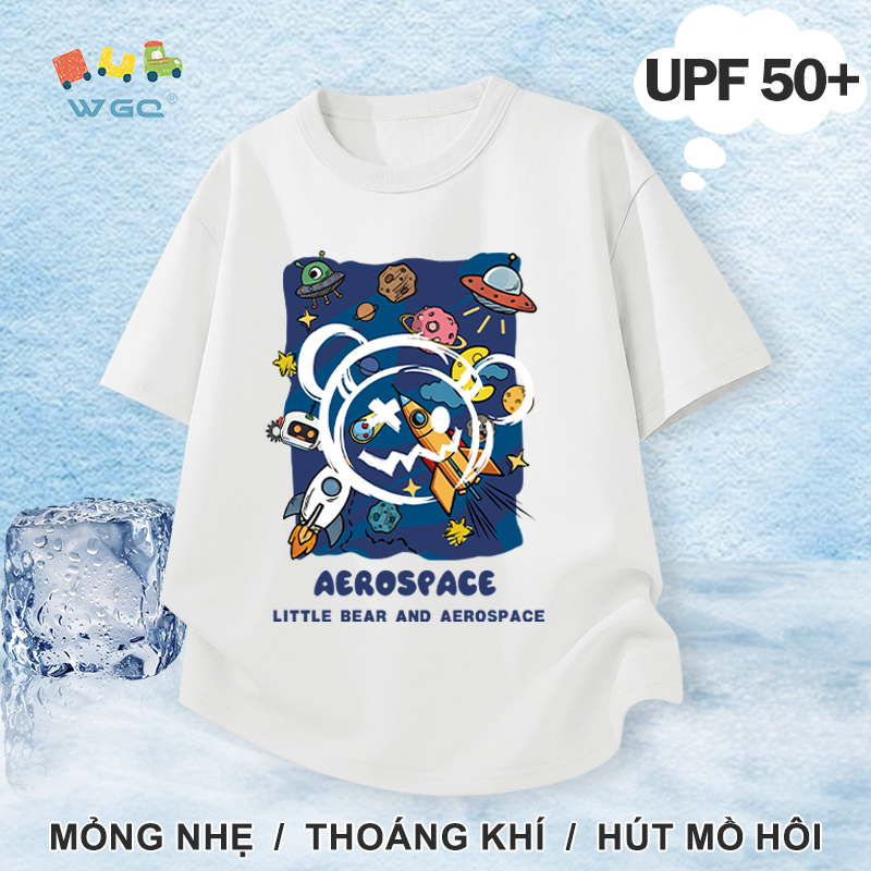 W.G.Q Áo thun bé trai，Phong cách mới mùa hè có in，Chức năng chống nắng UPF50 +，Thoải mái mát mẻ，thấm mồ hôi thoáng khí